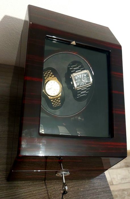 Watch Winder Lux din Lemn – Cutie Întoarcere Ceasuri Automate (2+3), L