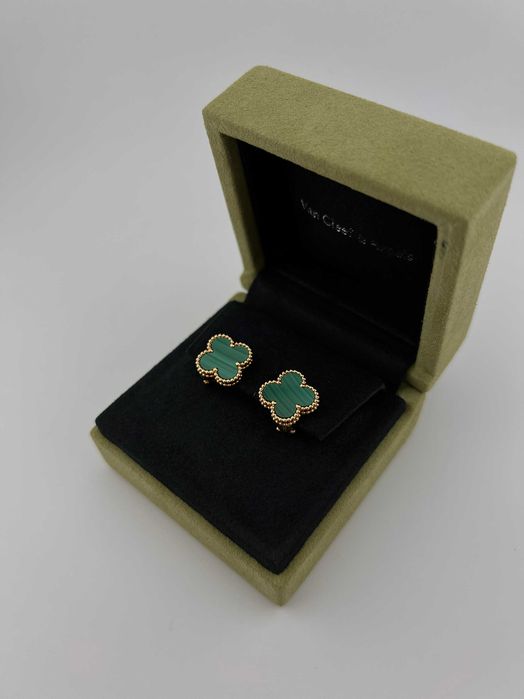 Серьги малахит Van Cleef