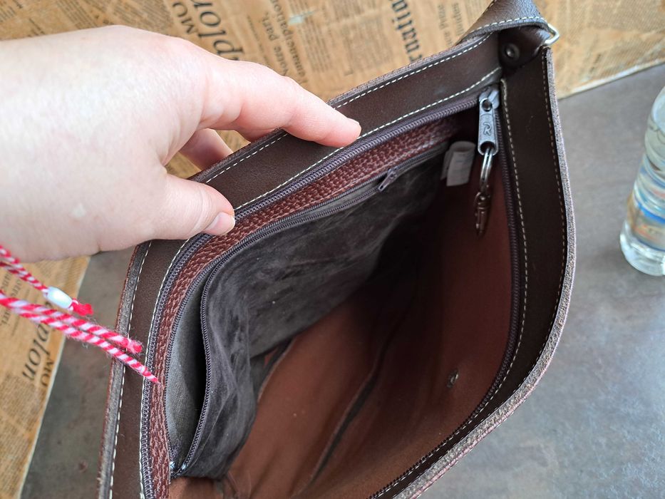 мъжка чанта,кожена Frederic T Paris-естествена кафява кожа