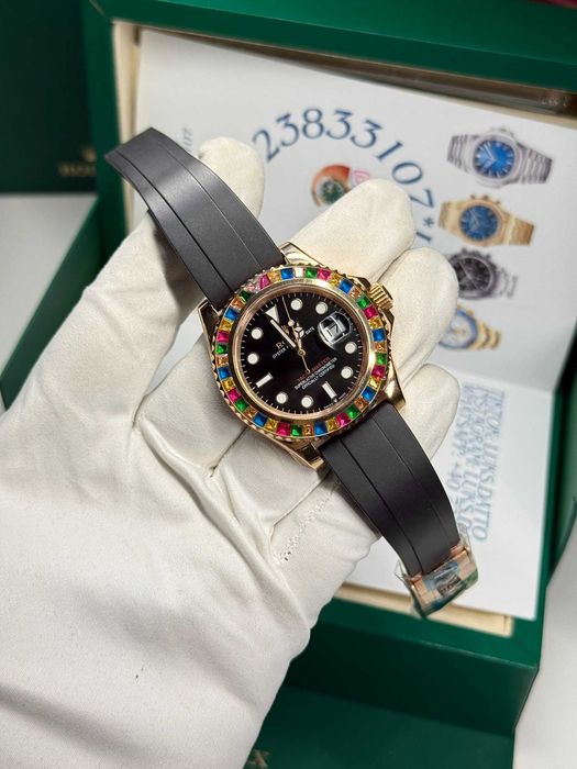 Rolex Yacht-Master Rainbow Black Dial Everose Gold Oysterflex 40mm