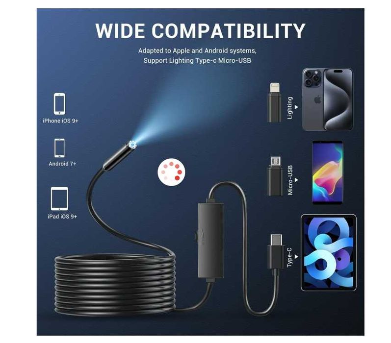 Ендоскоп камера за телефон IOS Android 3м кабел