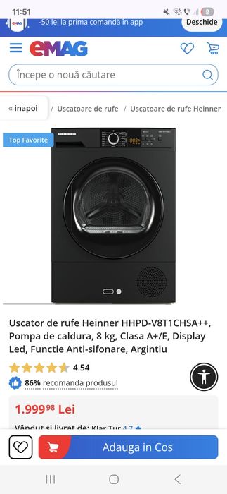 Vând uscător rufe Heinner