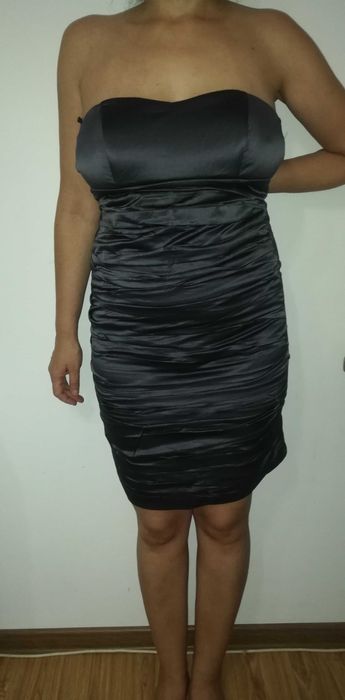 -80% Rochie scurta Creativity, Gri-Petrol, marime S/36, Trimit Gratuit