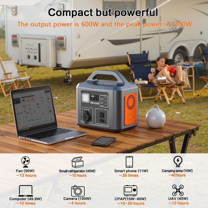 Преносима зарядна станция SBAOH 600W / 538.7Wh – Соларен Генератор