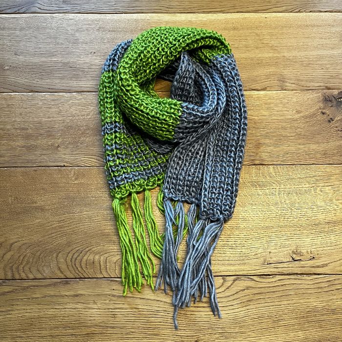 Fular gros crosetat gri-verde