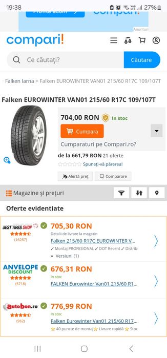 Anvelope Falken 215/60 R17C Iarna M+S