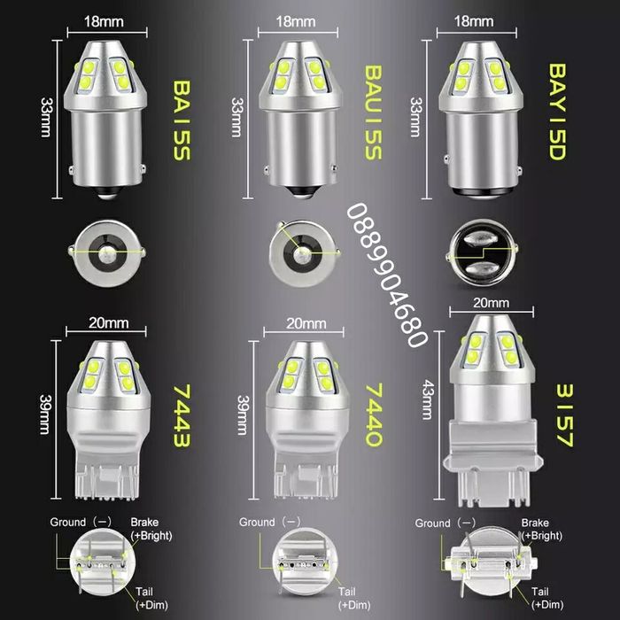 Лед крушки (12-24v) DRL1156, 1157, Т20, Т25