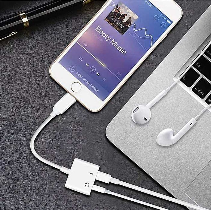 Adaptor iPhone 2in1, Jack audio pentru iPhone 5,6,7,8,X,XR,11,12,13,14