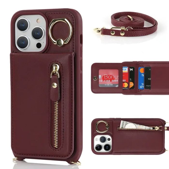 Чехол-картхолдер с ремнем на айфон