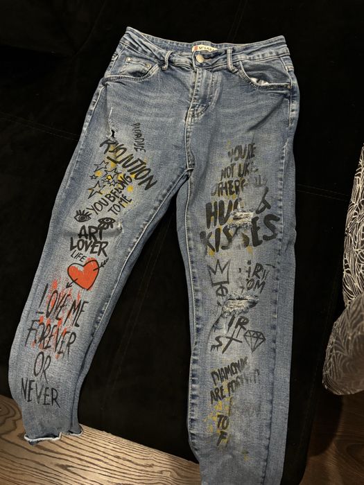 Женски шарени дънки