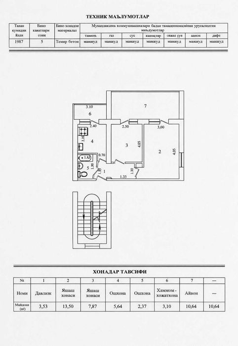 Чиланзар • Учтепа • Фархадский • 2-комнатная квартира 48м2 кирпич