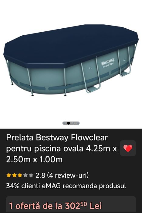 Piscină ovală supraterană