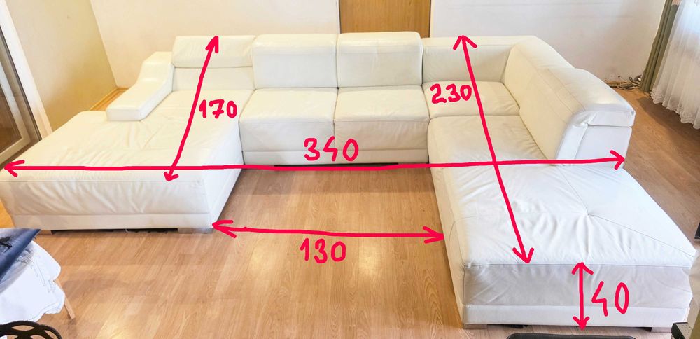 Coltar modular de lux in forma de U-Piele veritabila adus din Franta