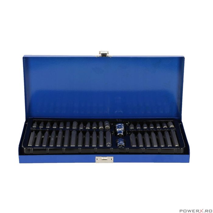 Trusa biti, imbusuri, torx, canelat, 40 piese, Silver