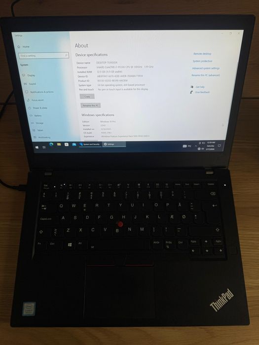 Laptop Lenovo ThinkPad T480 i7 gen 8 32 GB RAM SSD 256 windows 10 Pro