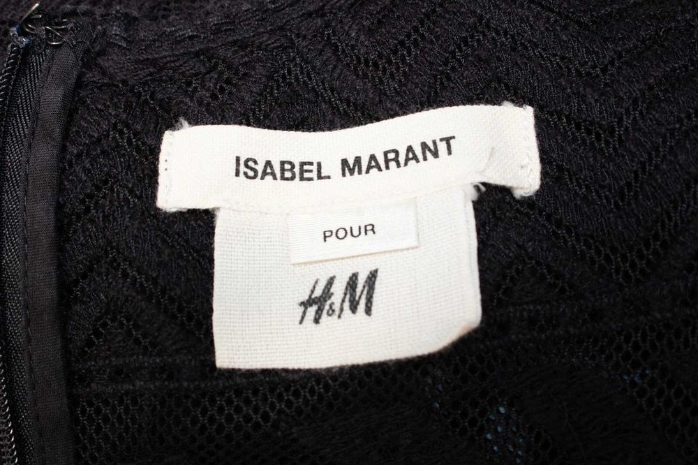 Isabel Marant H&M оригинална дамска блуза черна дантела памук 34 XS