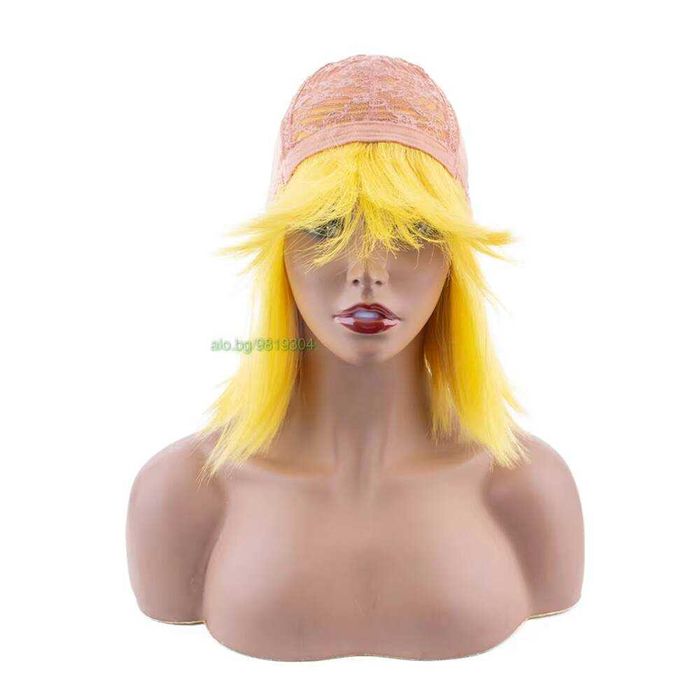 Жълта перука 100% естествен косъм
