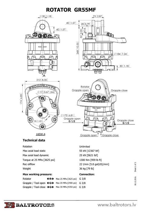 Rotator pentru graifer GR 55 MF