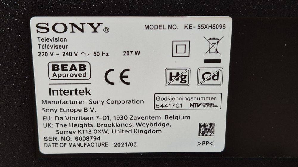 Sony KD-55XH8096 Android, 4K, UltraHD, Smart, WiFi, LED