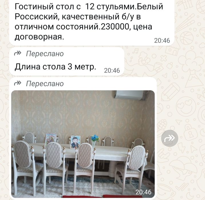 Гостиный стол 12 стульями.