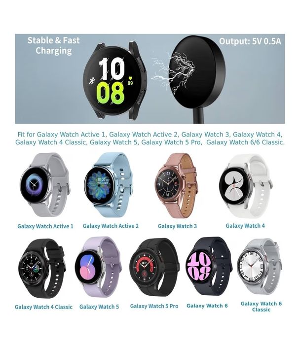 Магнитно зарядно за часовник Samsung Galaxy Watch 8/7/6/5pro/5/4/3 Act