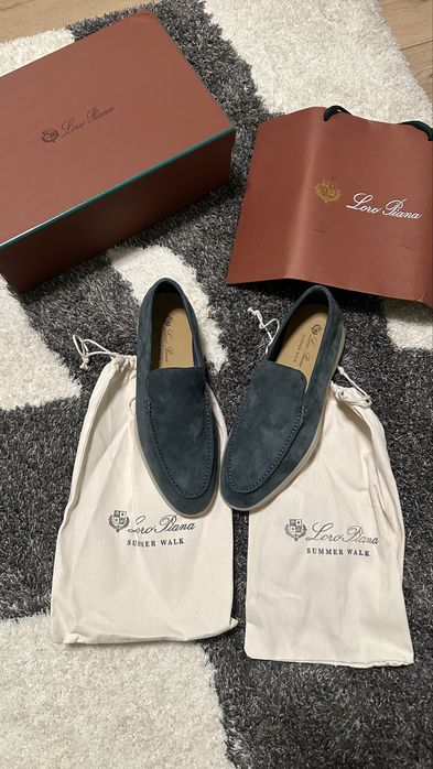 Pantofi Loro Piana Summer Walk Bleumarin 41 Noi Premium