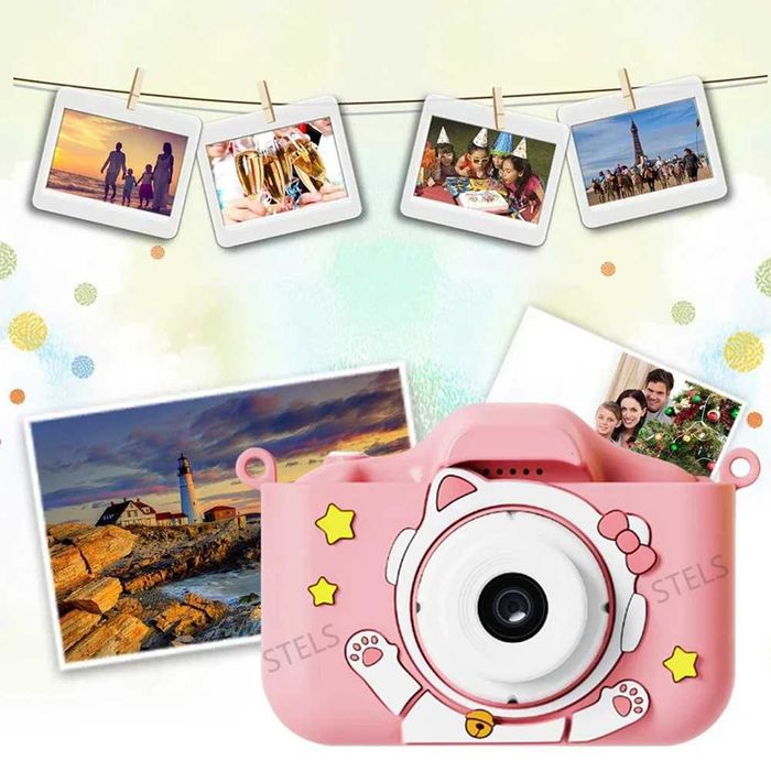 Детски фотоапарат STELS X300 + 16GB карта, Селфи, Full HD, Игри