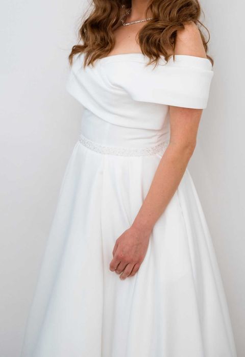 Rochie de mireasă linie A elegantă tafta