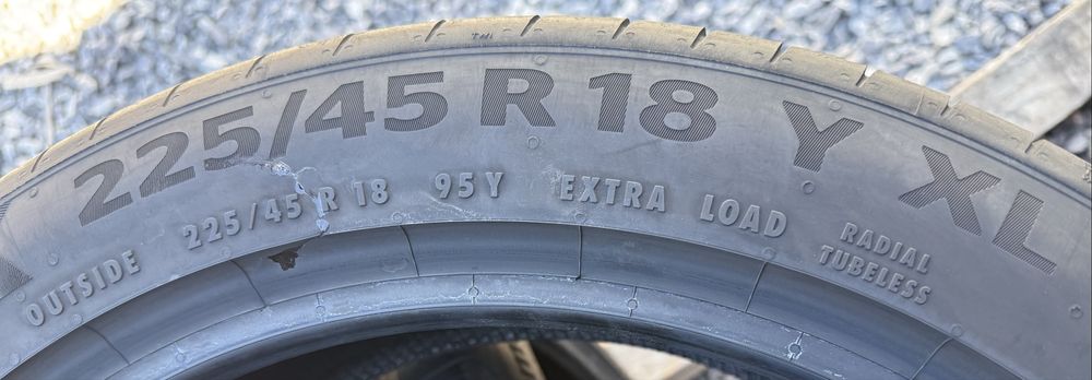 2бр 225/45/18 на 6,5мм с 21дот Континентал