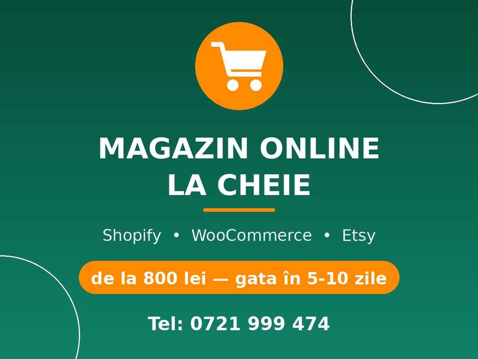 Creare magazin online la cheie - Shopify, WooCommerce, Etsy