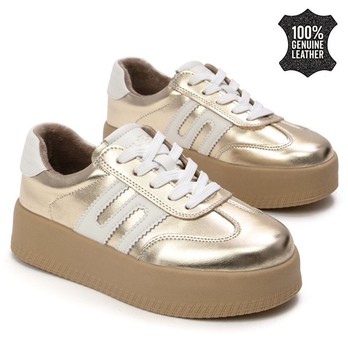 НОВИ Златни дамски кецове естествена кожа — 37