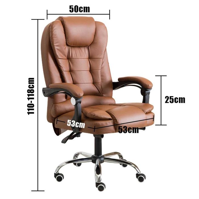 ErgoLux Regal Comfort Ергономичен офис стол за ръководители, лумбална възглавница, регулируема височина, Кафяв/Бежов/Черен до 140 кг