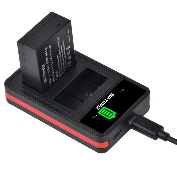 Set 2 acumulatori DMW-BLC12 + incarcator Panasonic FZ200 FZ300 G7 GX8