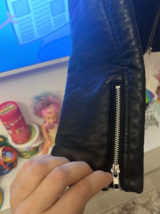 Haina piele cu guler detasabil