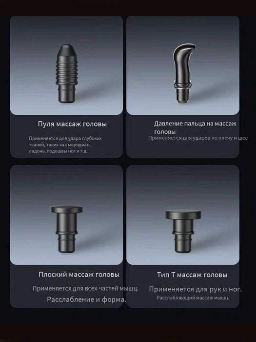 Перкуссионный массажер KONKA с дисплеем, 99 скоростей, 8 насадок.