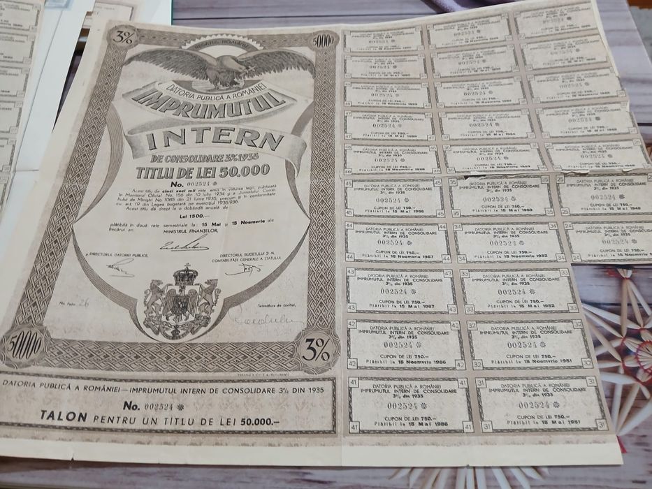 Acctiuni vechi de  vinzare perioada anilor 1940