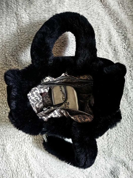 Geanta dama blana neagra accesorii argintii cristale Juicy Couture