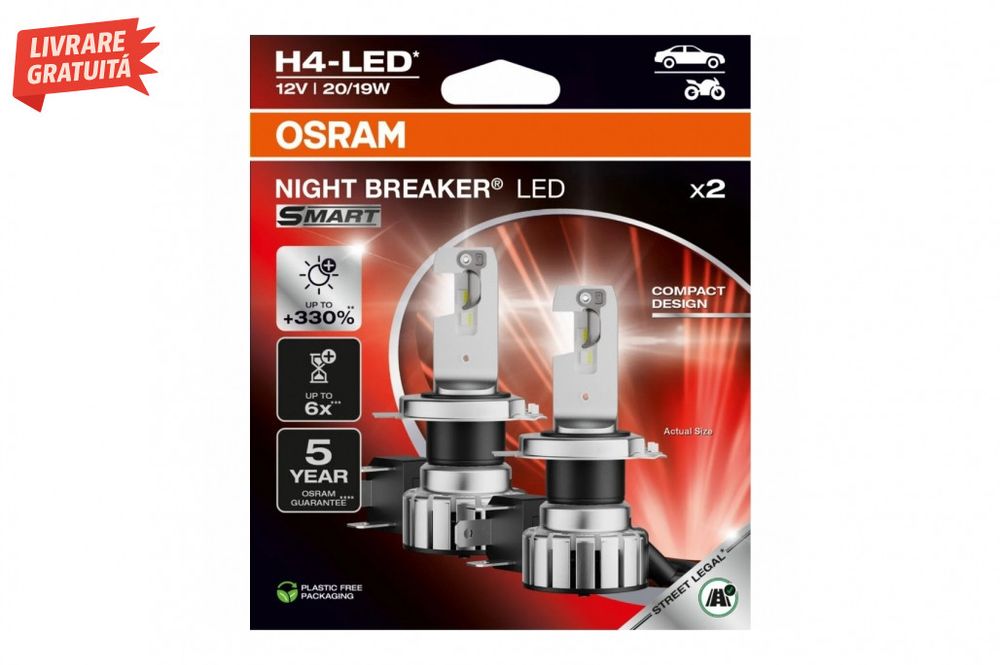 OSRAM NIGHT BREAKER LED SMART H4 64193DWNBSM-2HB20 Set 2 Becuri Auto M