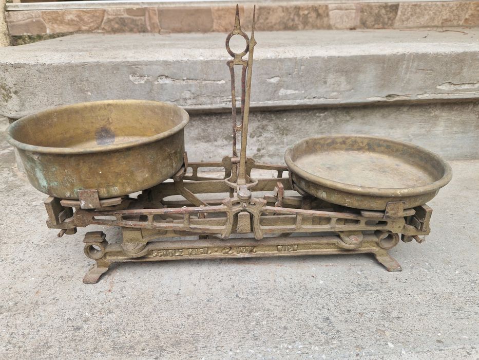 Balanta veche de colectie Karl Schulz Wien, cca. 1905-1920, cu greutati originale