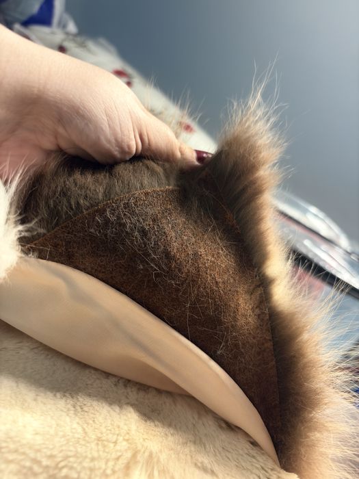 Haina din blană naturala ruseasca iepure & vulpe