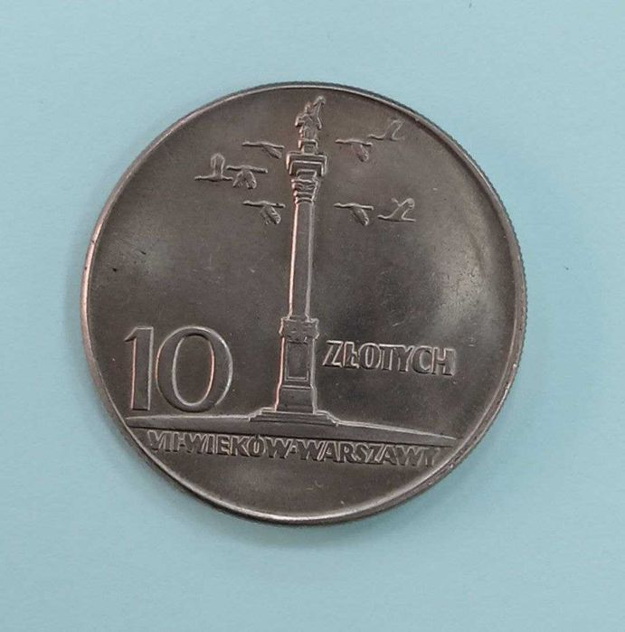 Монета - Польша 10 злотых, 1965
"700 лет Варшаве, Колонна Сигизмунда"