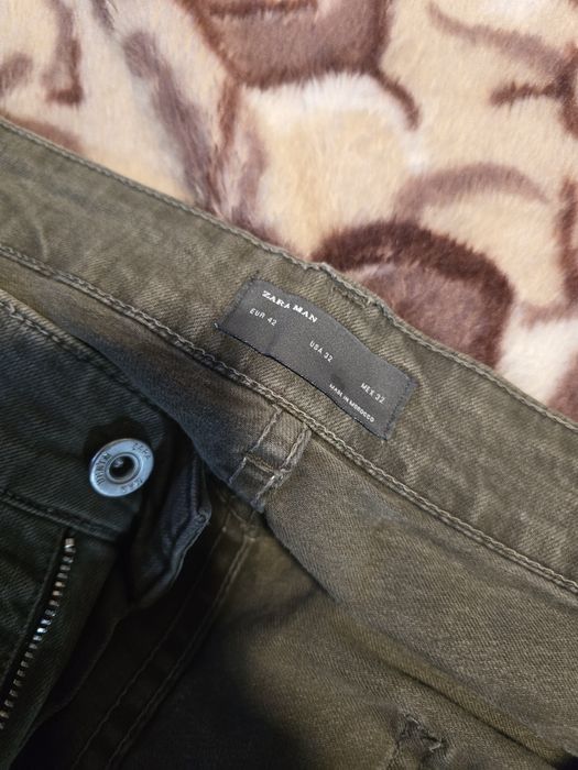 Pantaloni barbati biker kaki olive slim