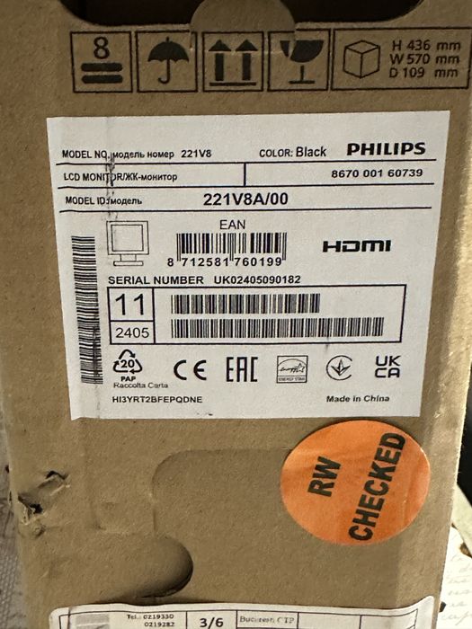 Monitor LED VA Philips 21.5 221V8A