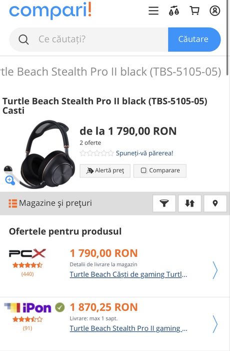 MDM vinde: Casti Turtle Beach Stealth Pro II, Black.