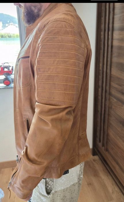 Men's leather jacket biker TR36 B cognac Versano L / XL