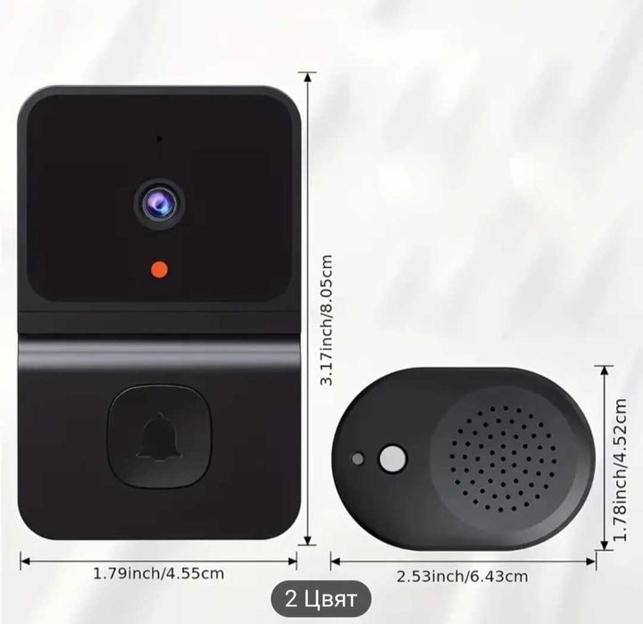 Безжичен wifi звънец с камера нощно виждане, видео и аудио връзка