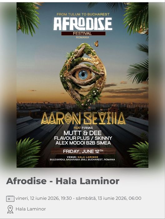 bilete la Afrodise Bucharest - Open Air Aaron Sevilla