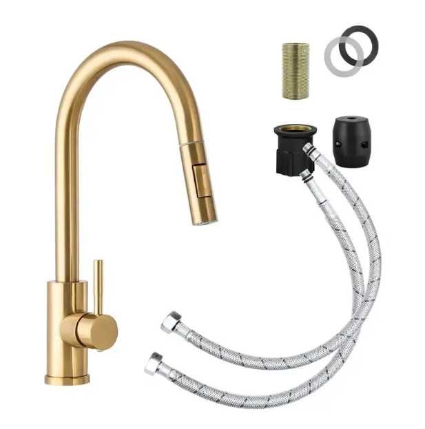 Brush gold смесител за кухня с издърпваща се глава - Модел 9600