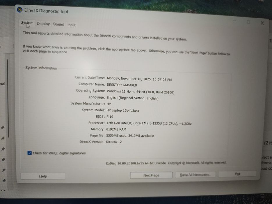 Laptop HP 15s-fq504nd i5 gen 12 (efn)