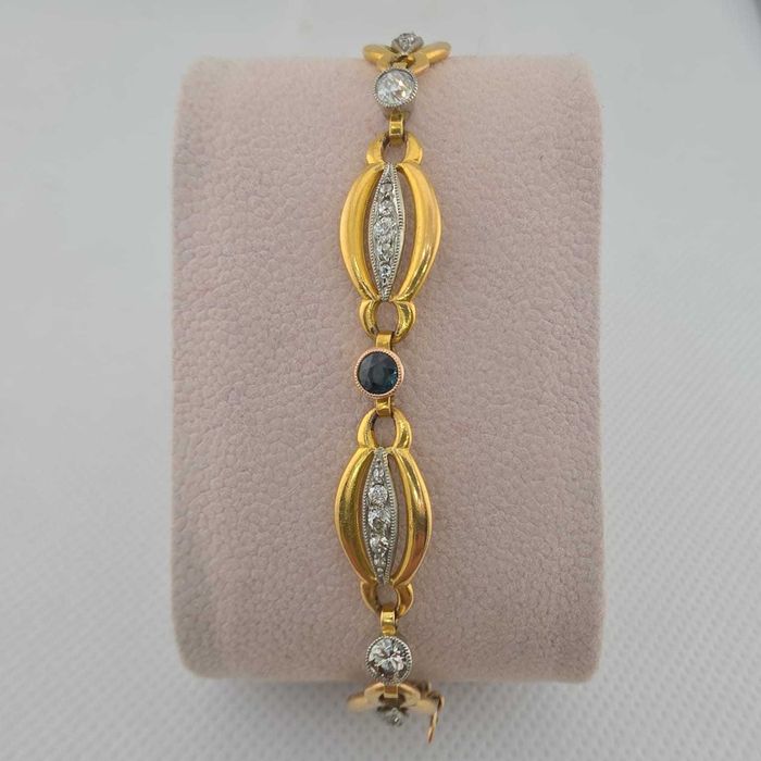 Bratara vintage Aur cu diamante naturale si safire